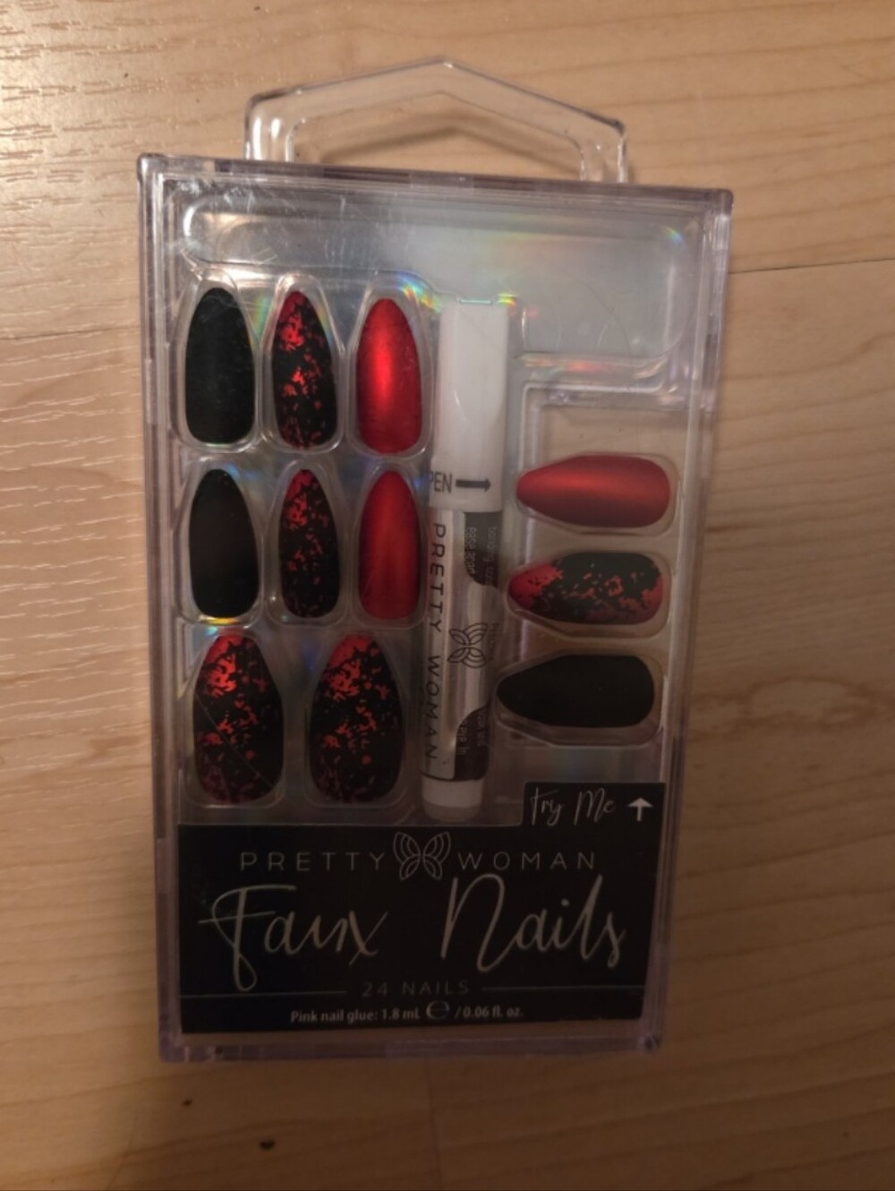 Red & Black Faux Nails